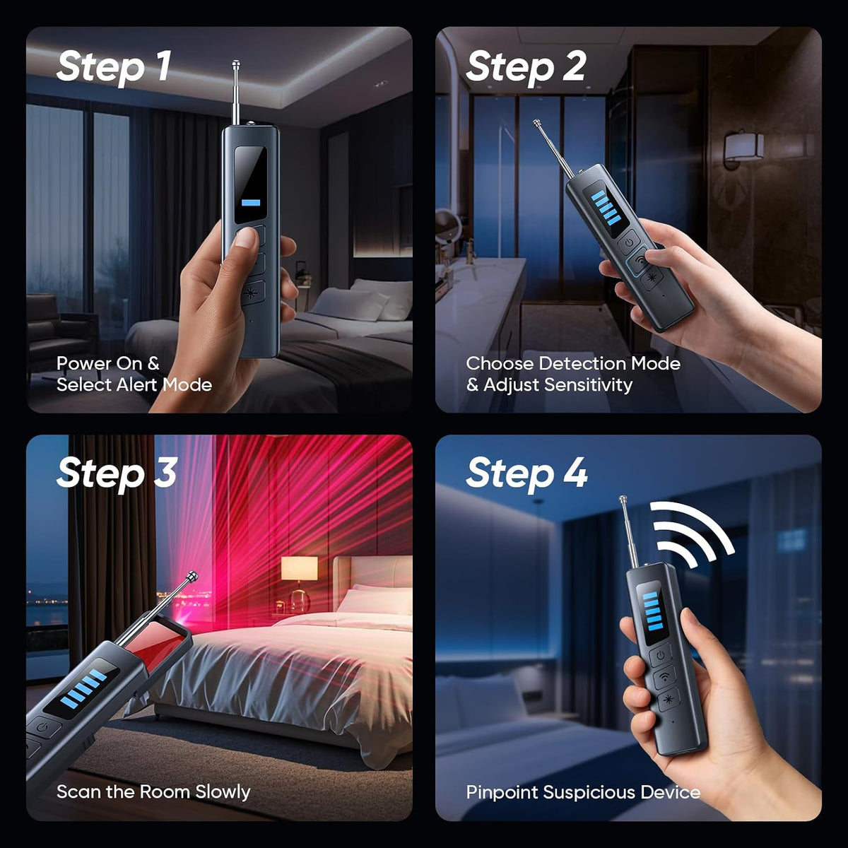Hidden Camera Detector, 4 Modes Privacy Protection Detector