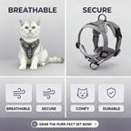 Escape-Proof Cat Harness and Leash Set; Adjustable Size. Cat Leash and Collar Made from Comfortable, Breathable Materials with Adjustable Sizing. Reflective Strip, Soft Mesh Vest, Convenient for Safe Leash Walking. Includes a Summer Version; Breathable An