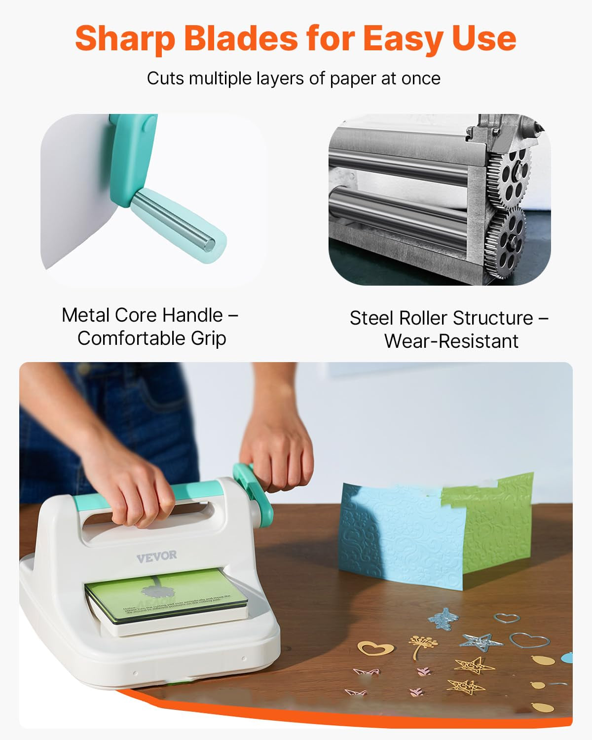 Manual Die Cutting & Embossing Machine, Scrapbooking Machine for Arts & Crafts, and Card Making, Full Kit Included, 6 Inch Opening Portable White Cut Machines
