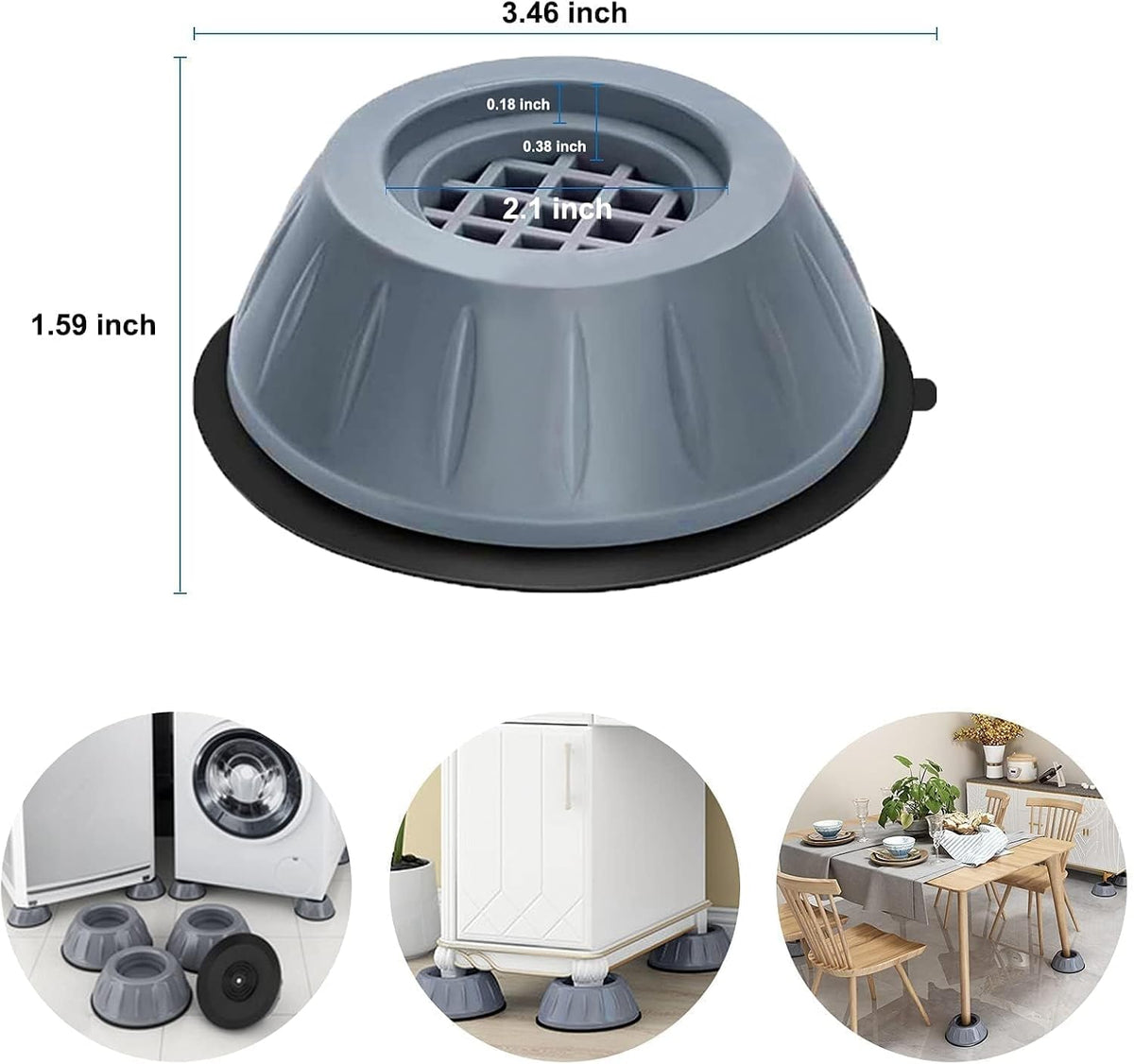 4Pcs anti Vibration Pads for Washing Machine and Dryer Shock and Noise Cancelling Washing Machine Support Prevent Moving Shaking Walking Universal Size