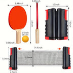 Ping Pong Paddle Set, Portable Table Tennis Set with Retractable Net & Carry Bag,40+ Pingpong Balls Indoor/Outdoor Games，Gift