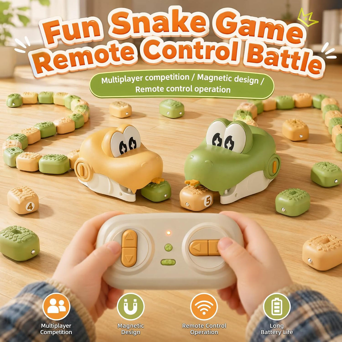 Snake Game, Remote Control Magnetic Snake Game Toy Eating Itself for Kids