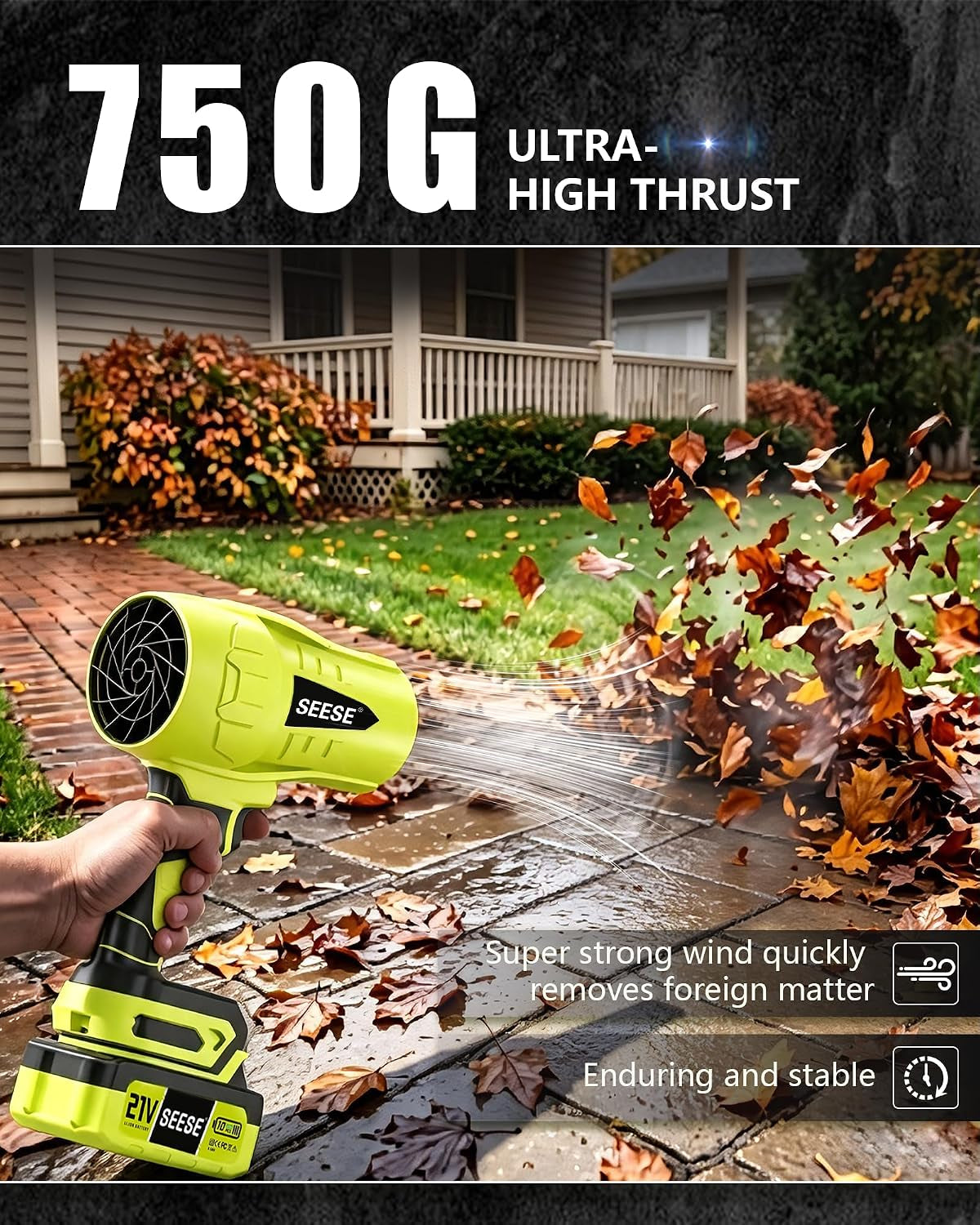 Turbo Cordless Leaf Blower: 150 MPH 600 CFM Turbo Jet, Lightweight 1.45 Lb Battery Powered Handheld Blower for Yard Leaves, Driveway Sand, Car Drying with 21V 4.0Ah Battery & Ergonomic Handle