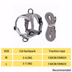 Escape-Proof Cat Harness and Leash Set; Adjustable Size. Cat Leash and Collar Made from Comfortable, Breathable Materials with Adjustable Sizing. Reflective Strip, Soft Mesh Vest, Convenient for Safe Leash Walking. Includes a Summer Version; Breathable An