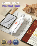 Catpick 2-In-1 Rechargeable Pet Grooming Paw Trimmer & Nail File Set with LED Light, Low-Noise Motor for Safe Trimming of Light-Colored Claws on Dogs & Cats of All Sizes