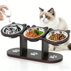 Multi-Layer Elevated Cat Feeder with Stainless Steel Food & Water Bowls, Adjustable Height Design, Includes 3 Stands, Easy-To-Assemble & Portable, Ideal for Multiple Cats, Feeding Supplies for Pet Lovers,Back to School