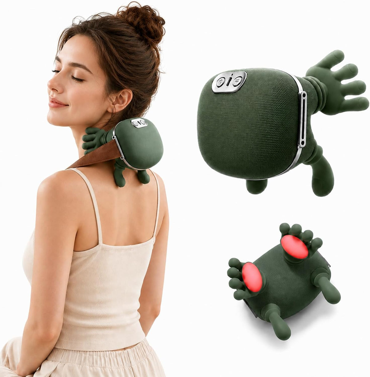 Neck Massager with Hands and Fingers-4D Real Hand Massager for Neck, Simulated Human Hand Neck Massage, Deep Tissue Kneading Shoulder Massager with Adjustable Strap, Brushless Motor