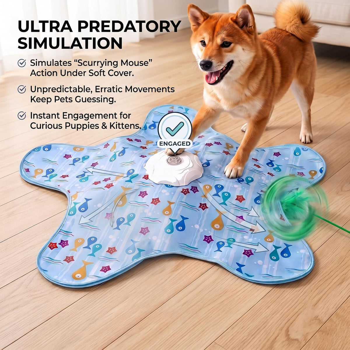 Huntingfun Dog Pro, Automatic Dog Toy, Interactive Motorized Hunting Blanket, Electronic Rotating Wand Cover, Pet Exercise Game for Boredom Relief, Teaser Spinner, Puppy Kitten Catching Toy
