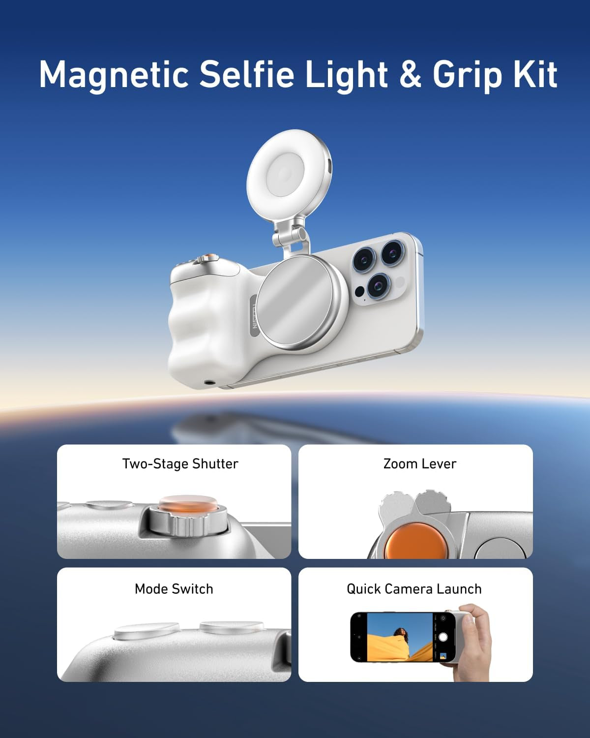 Magnetic Phone Camera Grip & C03 Magnetic Selfie Light Creator Kit