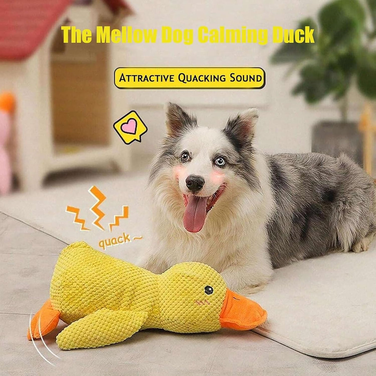 Mellow Duck Calming Dog Toy - Quacking Heartbeat Plush for Anxious Pups