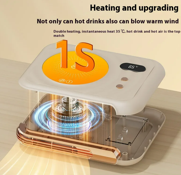 Mini Desk Heater + Mug Warmer 2-in-1
