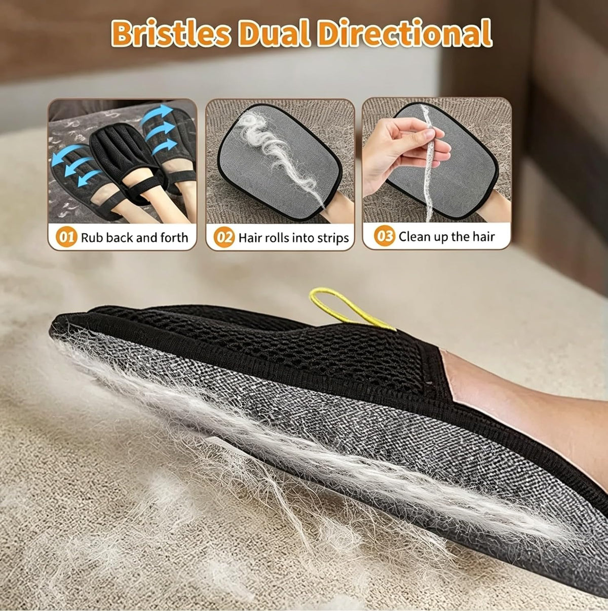 Pet Hair Removal Glove Cat & Dog, Electrostatic Reusable Hair Remover Tool