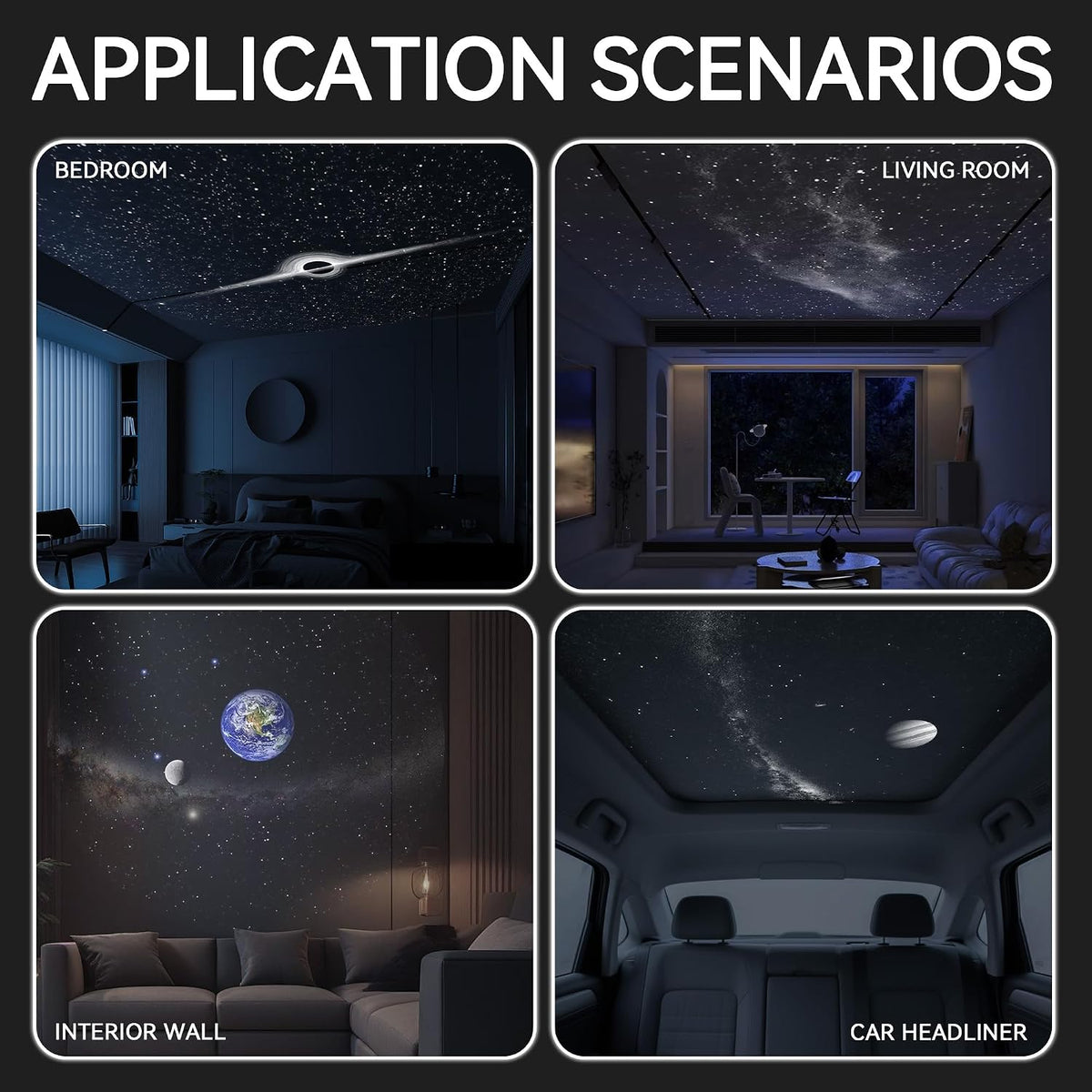 2-In-1 Galaxy Projector Night Light with 5 Projection Films for Bedroom