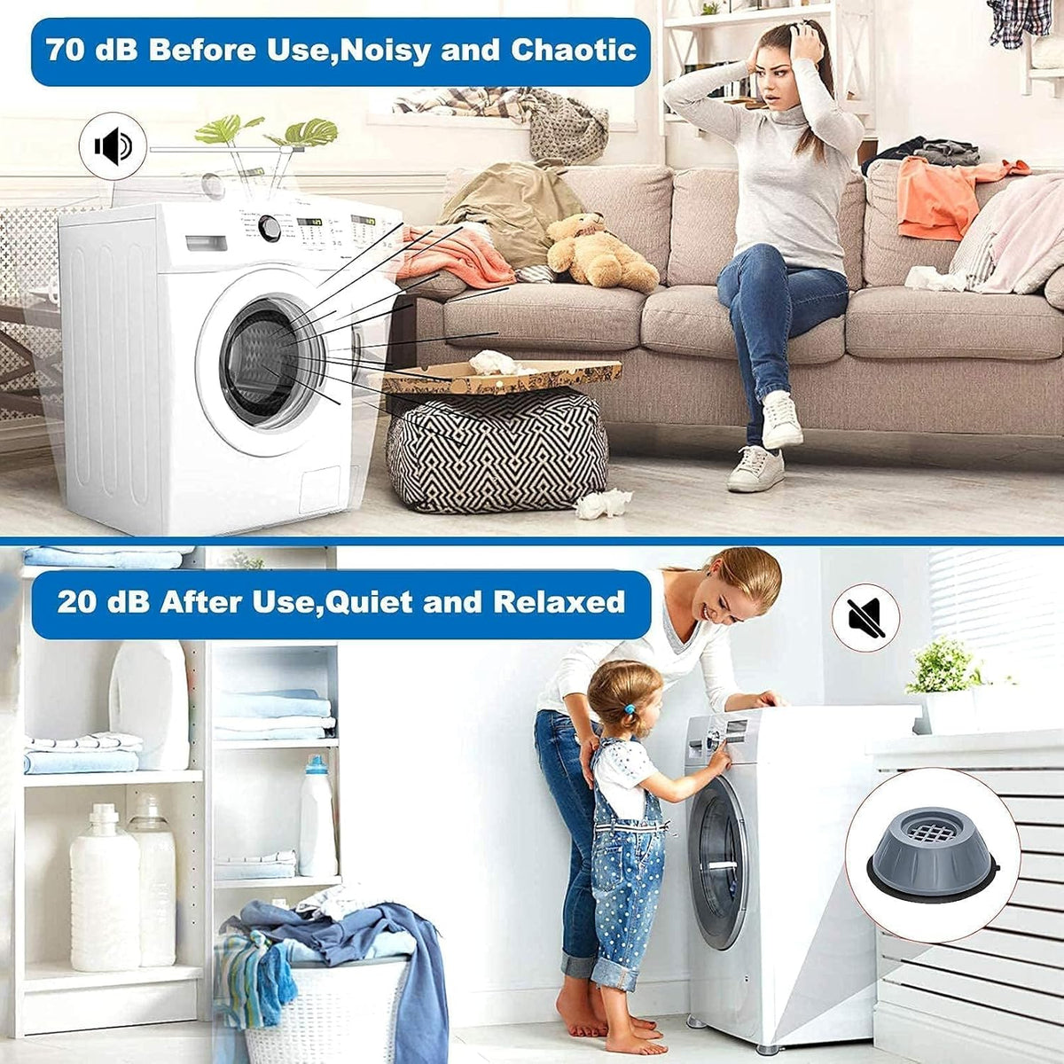 4Pcs anti Vibration Pads for Washing Machine and Dryer Shock and Noise Cancelling Washing Machine Support Prevent Moving Shaking Walking Universal Size