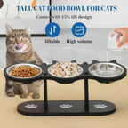 Multi-Layer Elevated Cat Feeder with Stainless Steel Food & Water Bowls, Adjustable Height Design, Includes 3 Stands, Easy-To-Assemble & Portable, Ideal for Multiple Cats, Feeding Supplies for Pet Lovers,Back to School