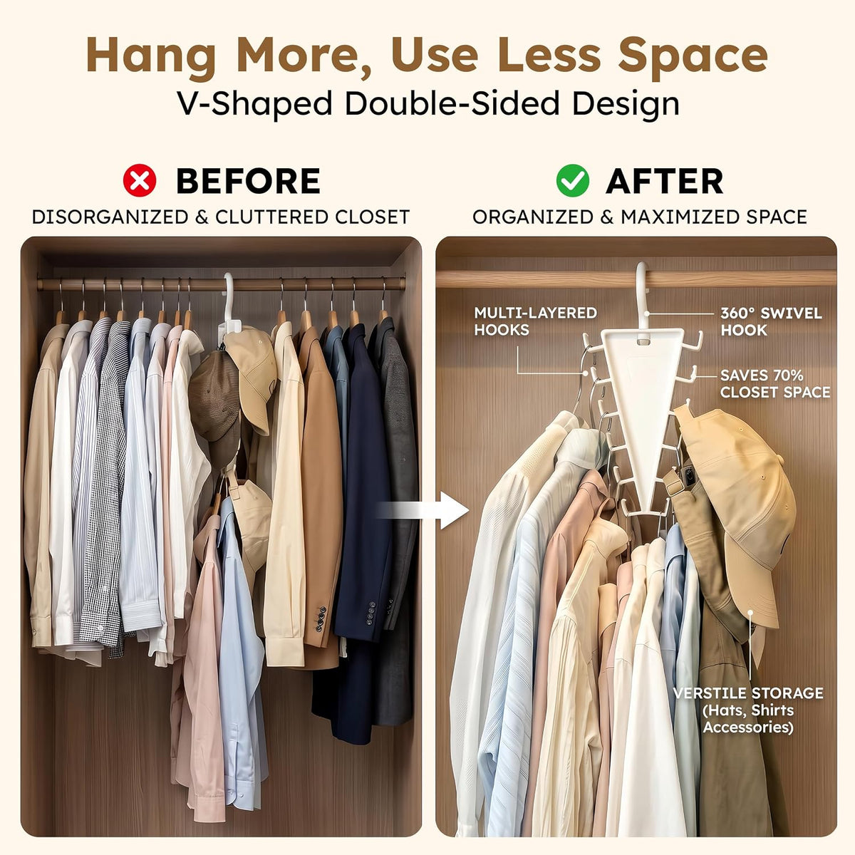 4-Pack V-Shaped Space-Saving Hangers