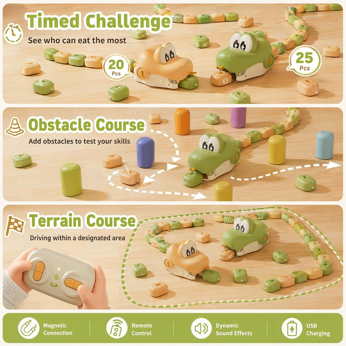 Snake Game, Remote Control Magnetic Snake Game Toy Eating Itself for Kids