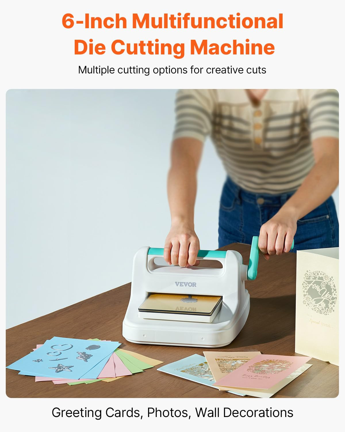 Manual Die Cutting & Embossing Machine, Scrapbooking Machine for Arts & Crafts, and Card Making, Full Kit Included, 6 Inch Opening Portable White Cut Machines