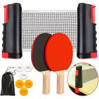 Ping Pong Paddle Set, Portable Table Tennis Set with Retractable Net & Carry Bag,40+ Pingpong Balls Indoor/Outdoor Games，Gift