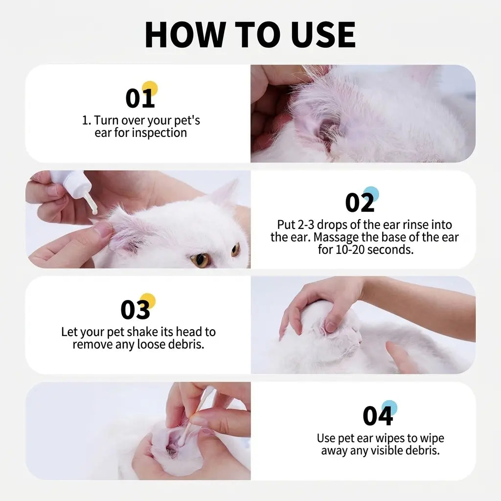 Gentle Pet Ear Wash Solution for Cats & Dogs - Effective Ear Cleaning Drops for Optimal Ear Care