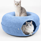 Cat Caves for Indoor Cats, Large Cat Tunnel for Multiple & Large Cats, Scratch Detachable Cave Bed, Kitten Donut Kitty Hideaway up to 45 Lbs (Blue, Large, 1 Pack)
