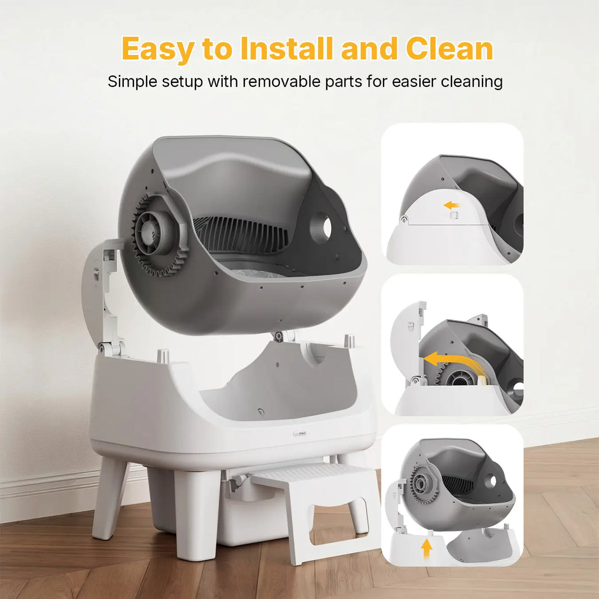 Petpivot Autoscooper 12 Lite Open-Top Automatic Self-Cleaning Cat Litter Box, Easy-Entry Front Step, Triple Safety Protection, No App Required,Back to School