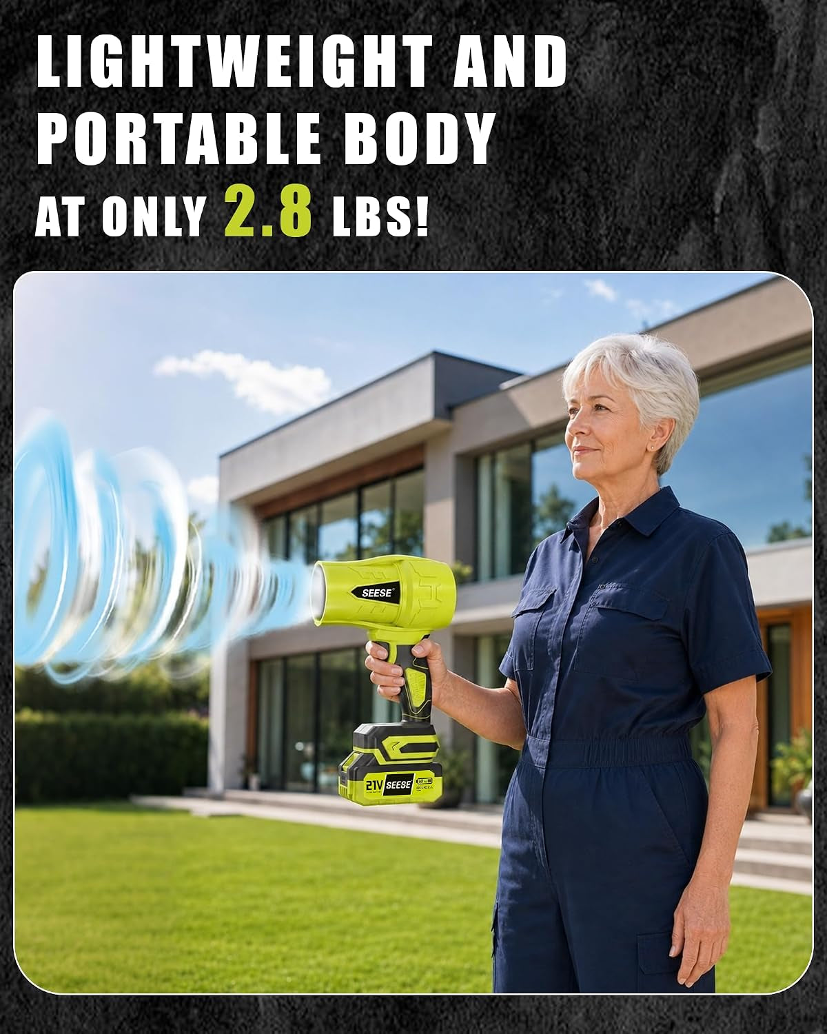 Turbo Cordless Leaf Blower: 150 MPH 600 CFM Turbo Jet, Lightweight 1.45 Lb Battery Powered Handheld Blower for Yard Leaves, Driveway Sand, Car Drying with 21V 4.0Ah Battery & Ergonomic Handle